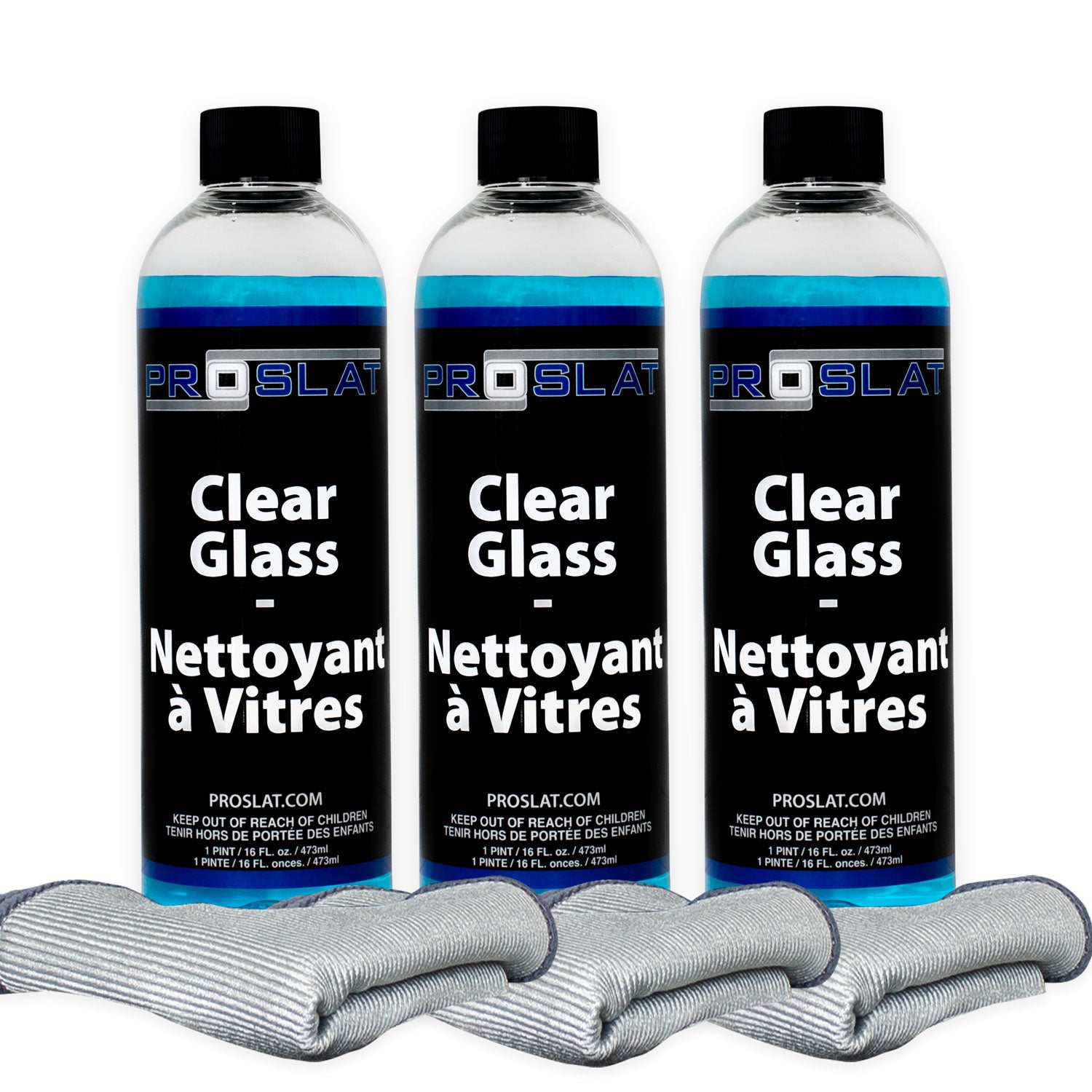 Glass Cleaner with Glass Towels – 3 Pack