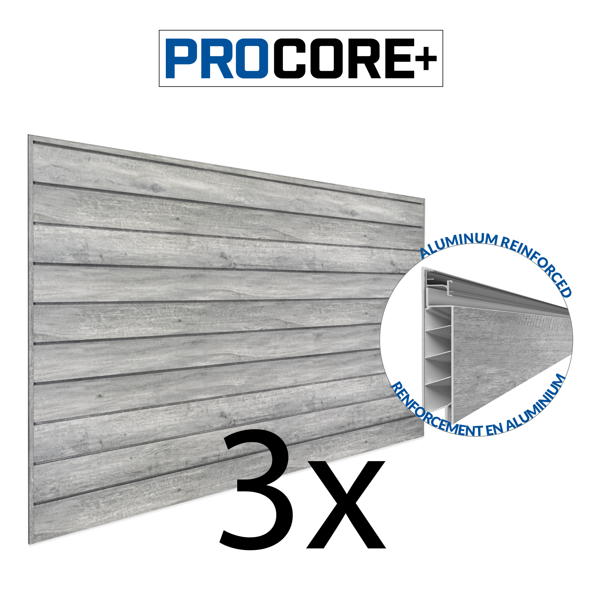 4 x 8 ft. PROCORE PLUS PVC Slatwall – 3 Pack 96 sq ft