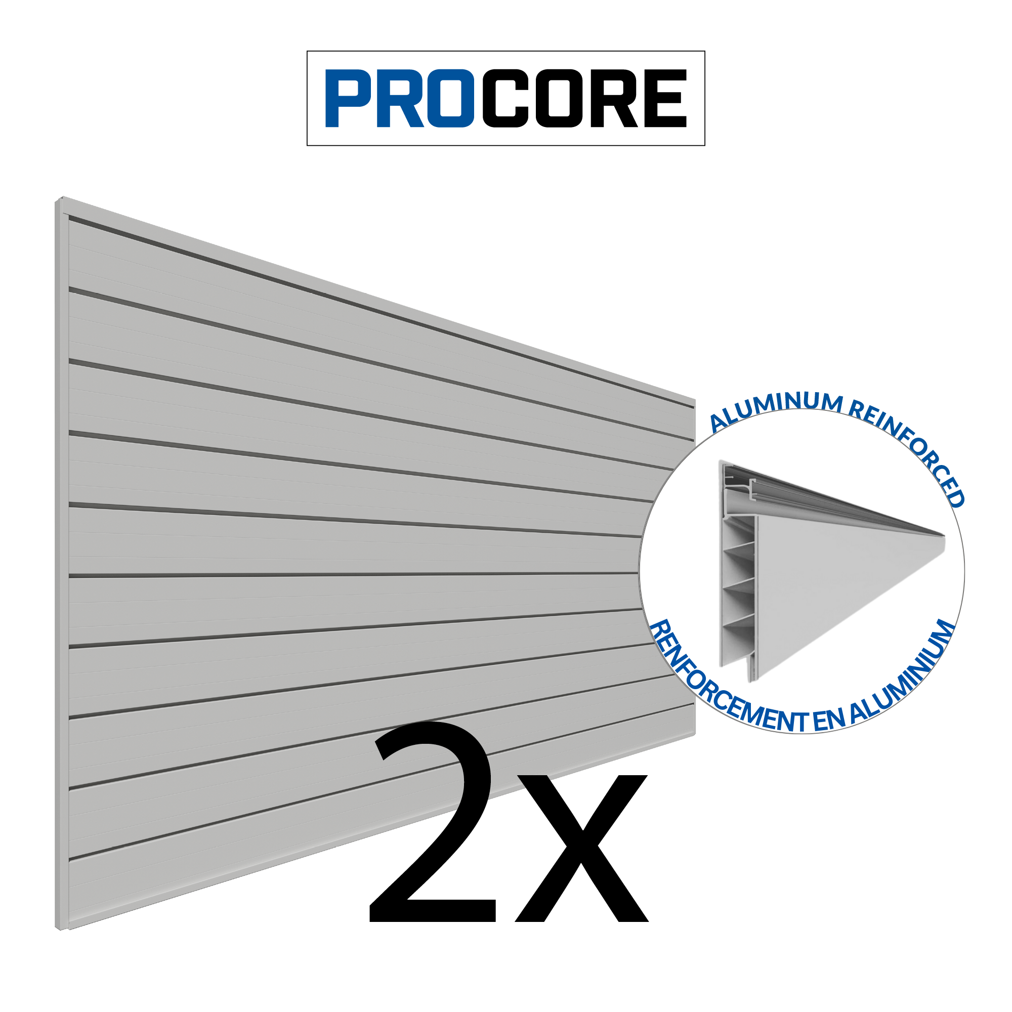 4 ft. x 8 ft. PROCORE PVC Slatwall – 2 Pack 64 sq ft