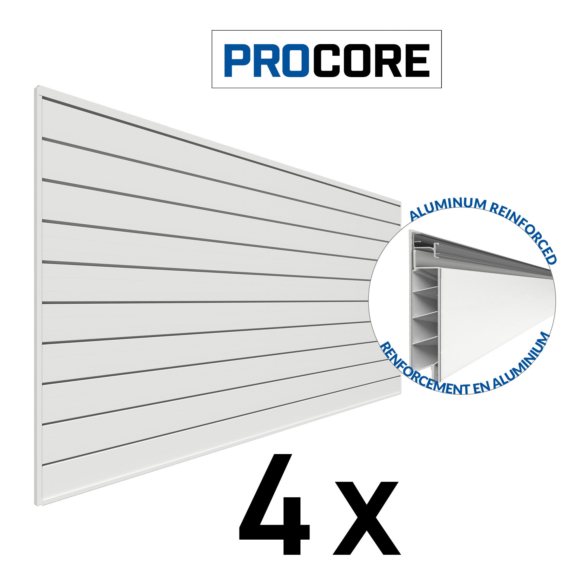 4 ft. x 8 ft. PROCORE PVC Slatwall – 4 Pack 128 sq ft