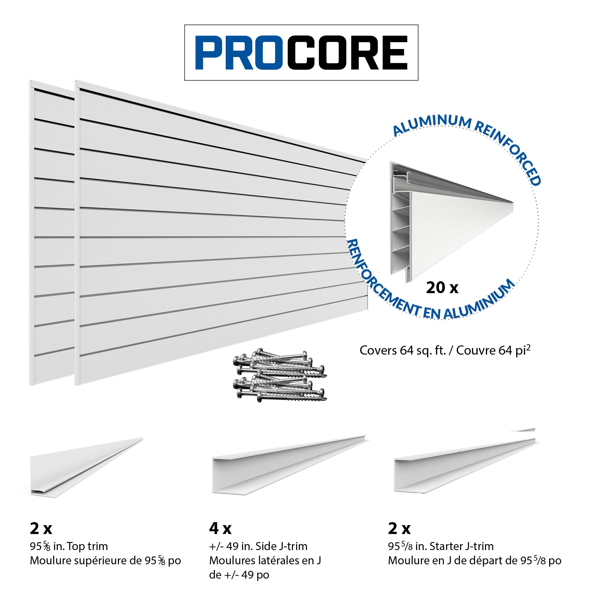 4 ft. x 8 ft. PROCORE PVC Slatwall – 2 Pack 64 sq ft