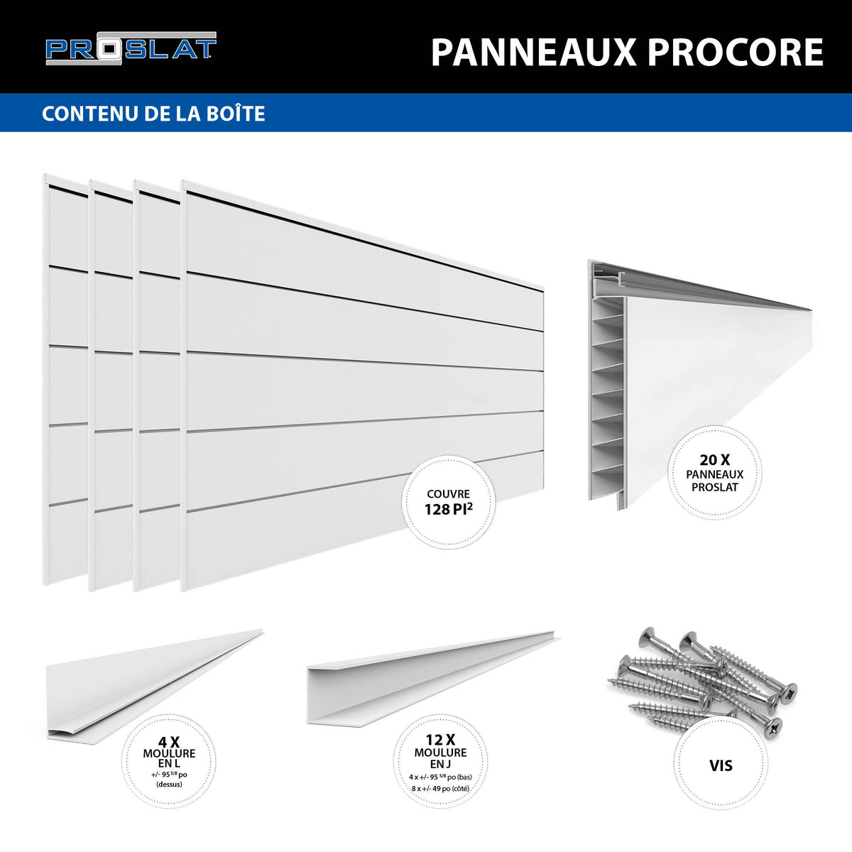 Panneaux PROCORE XL 4 pi x 8 pi – Ensemble de 4 (128 pieds carrés)