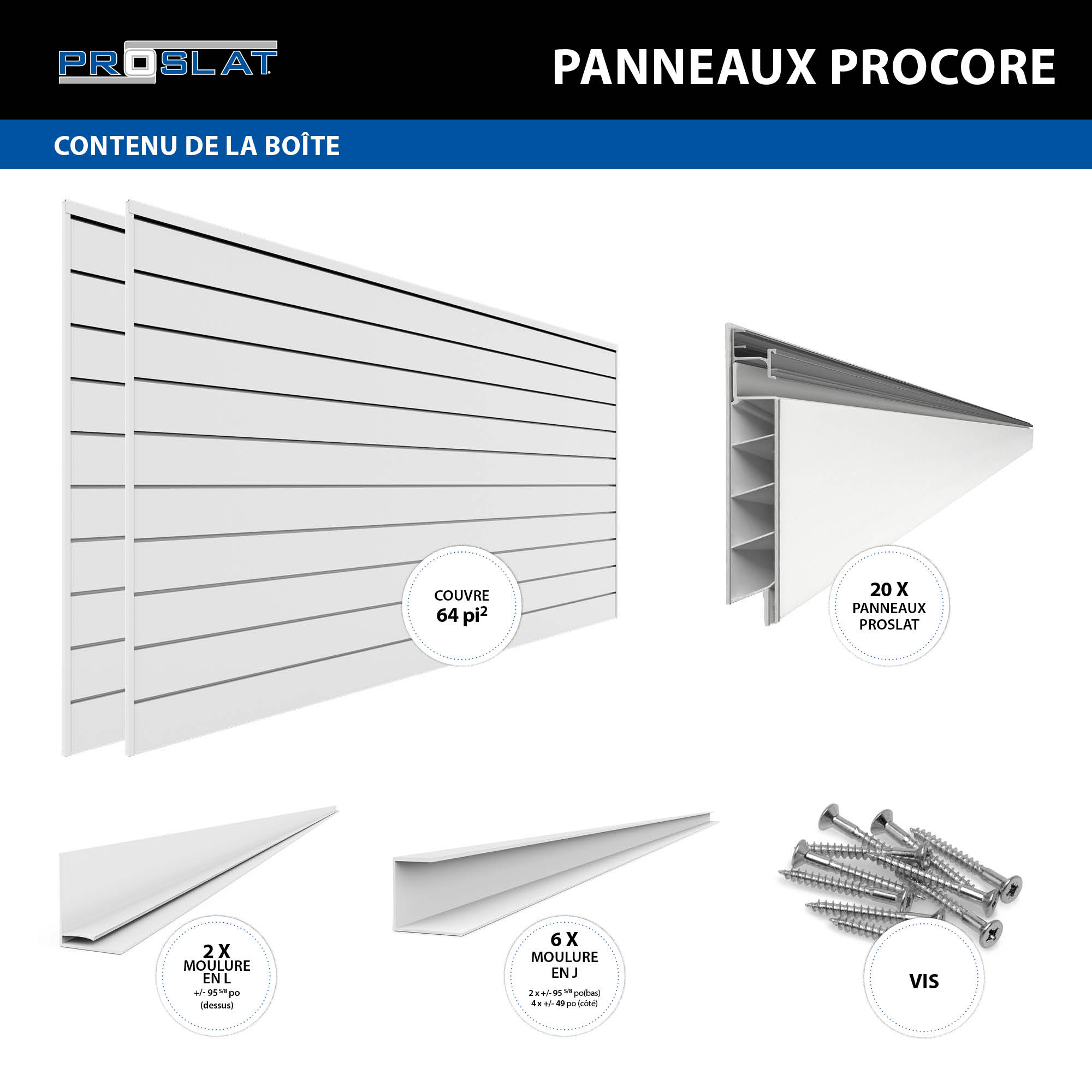 4 ft. x 8 ft. PROCORE PVC Slatwall – 2 Pack 64 sq ft