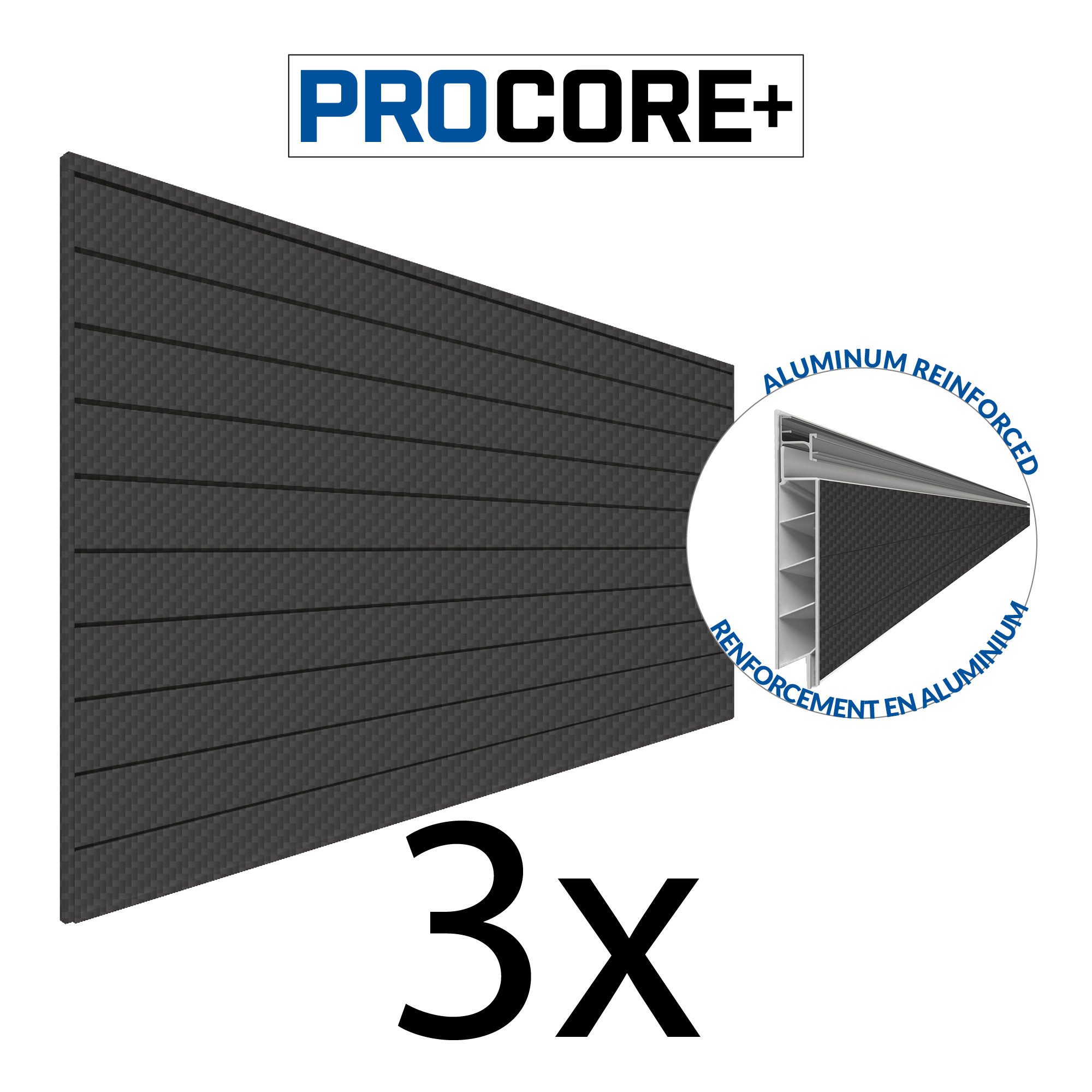 4 x 8 ft. PROCORE PLUS PVC Slatwall – 3 Pack 96 sq ft