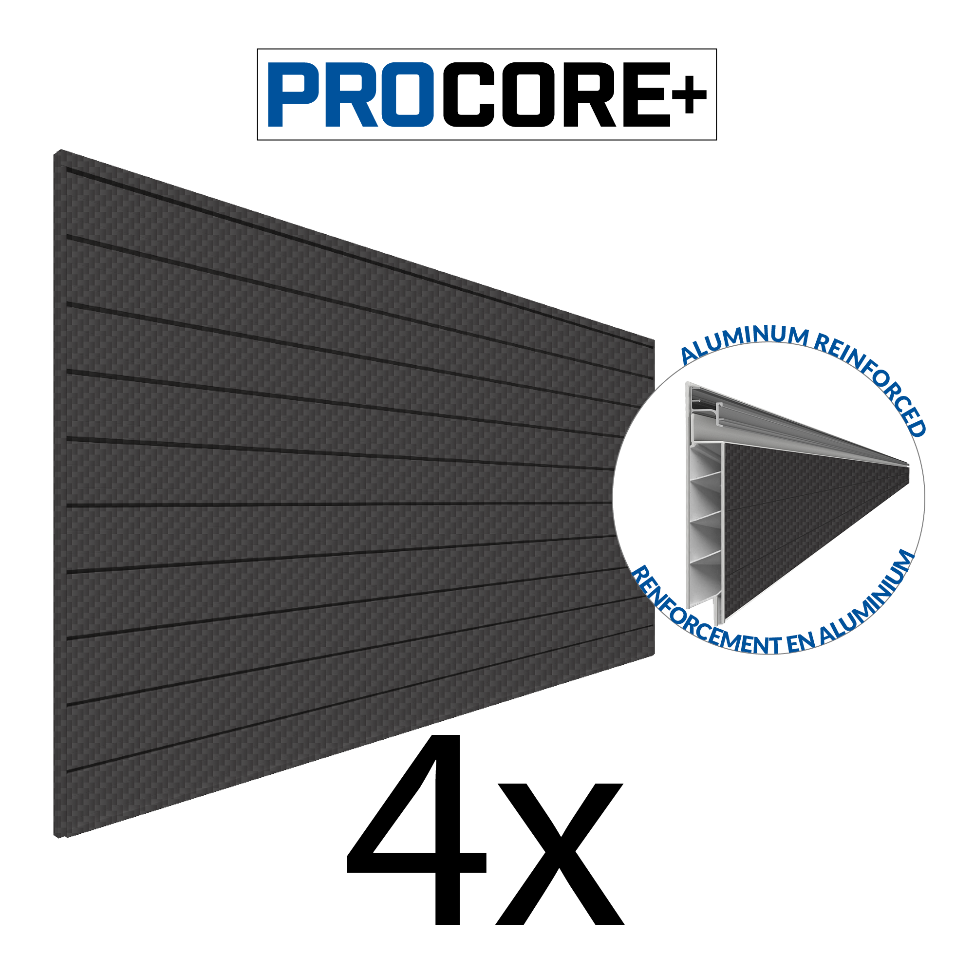4 ft. x 8 ft. PROCORE PLUS PVC Slatwall – 4 Pack 128 sq ft
