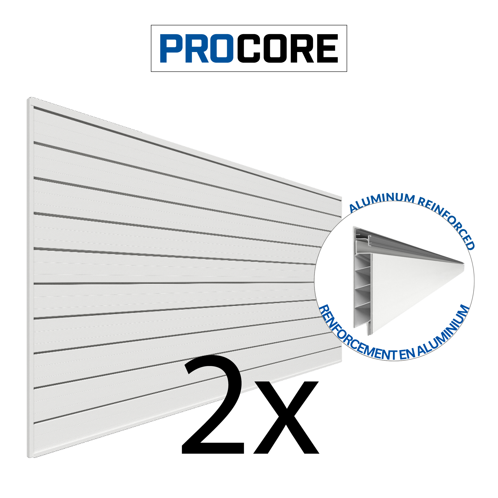 4 ft. x 8 ft. PROCORE PVC Slatwall – 2 Pack 64 sq ft