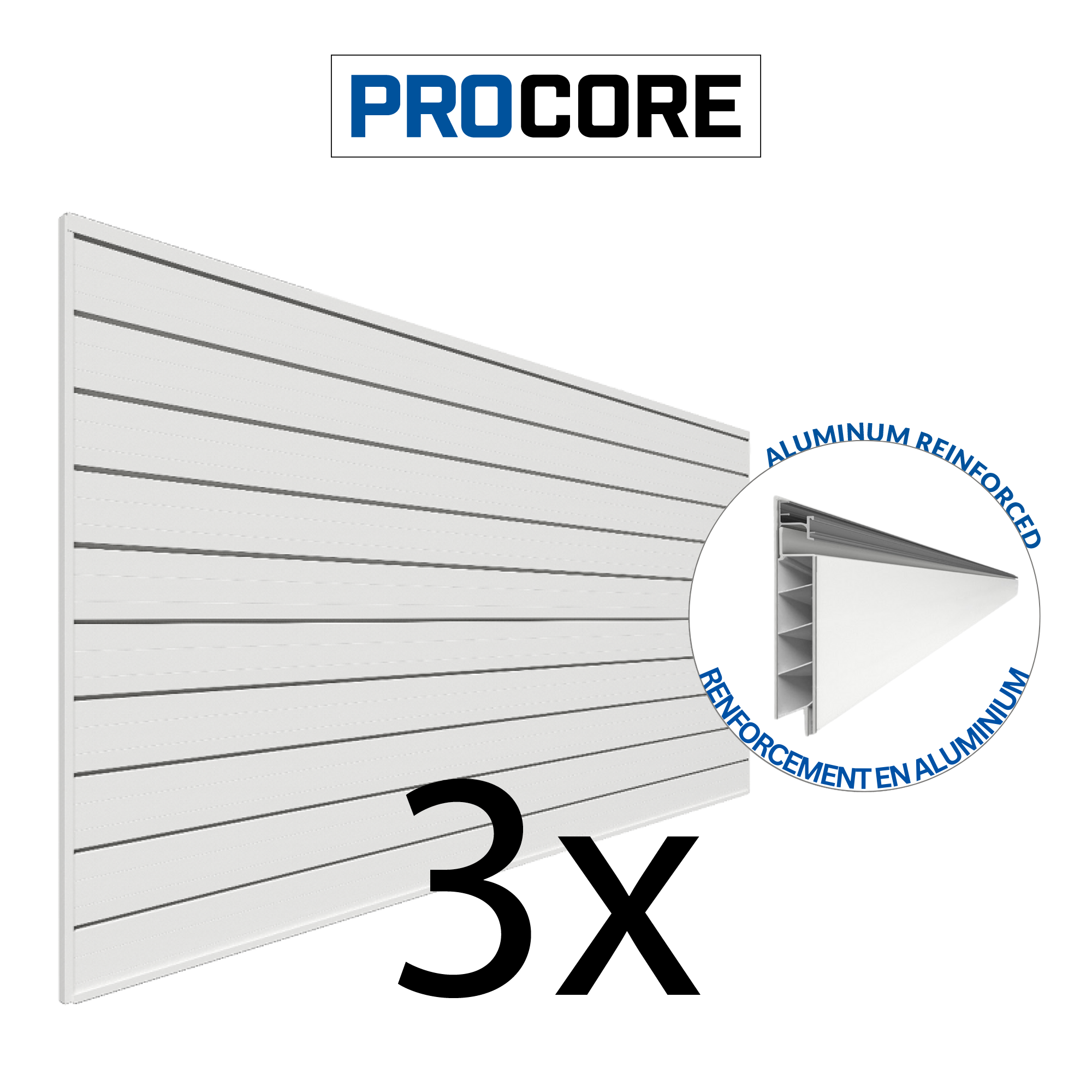 4 ft.  x 8 ft. PROCORE PVC Slatwall - 3 Pack 96 sq ft