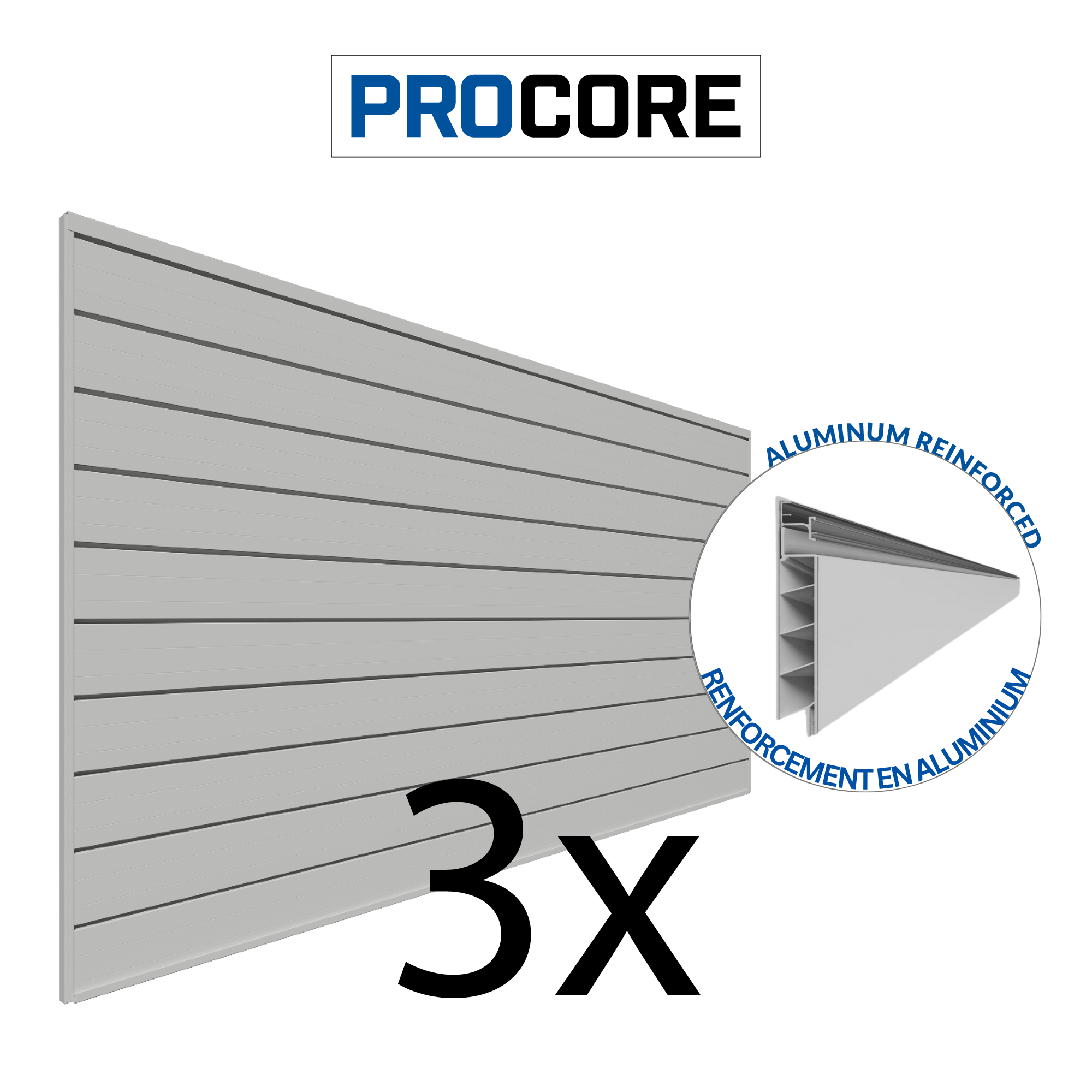 4 ft.  x 8 ft. PROCORE PVC Slatwall - 3 Pack 96 sq ft