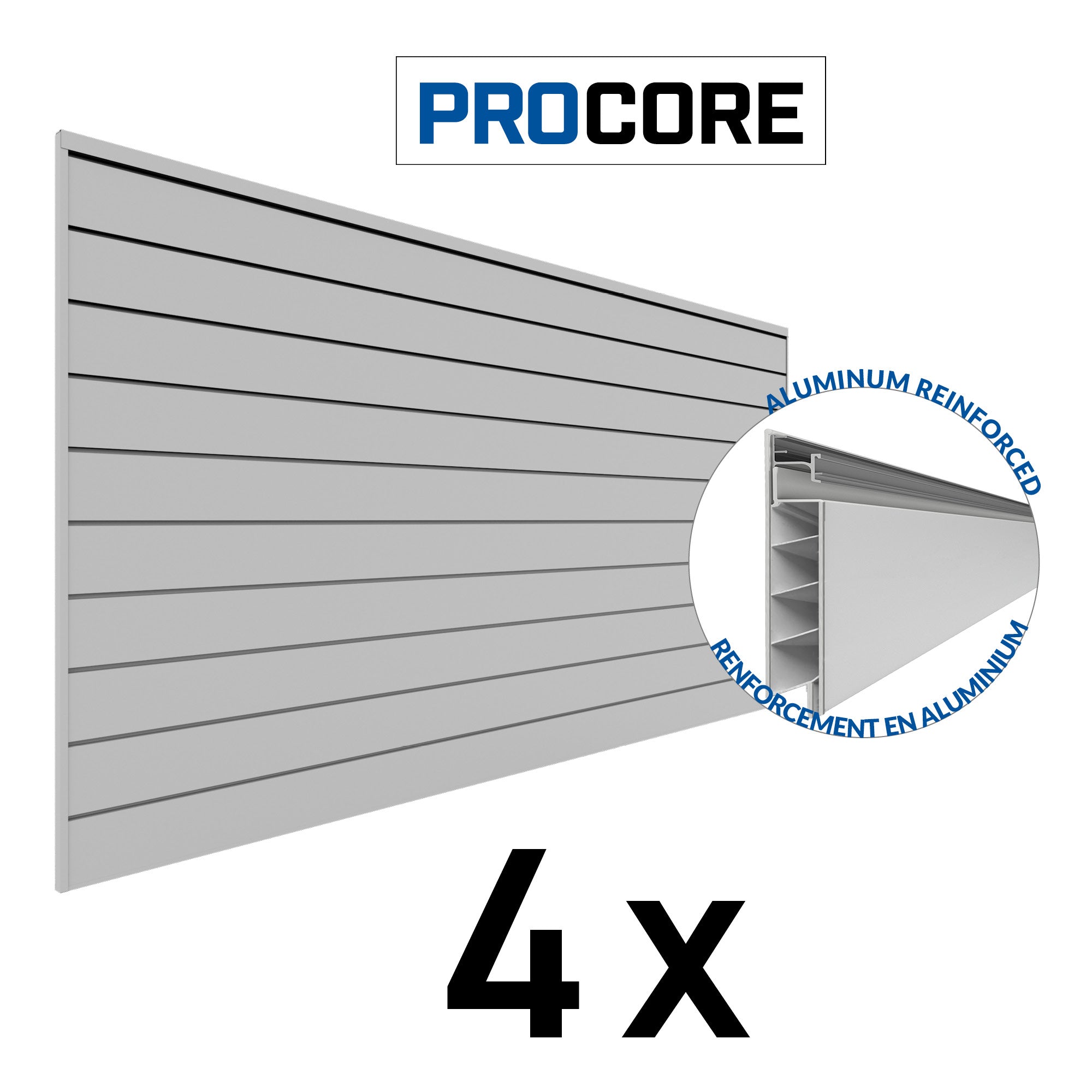 4 ft. x 8 ft. PROCORE PVC Slatwall – 4 Pack 128 sq ft