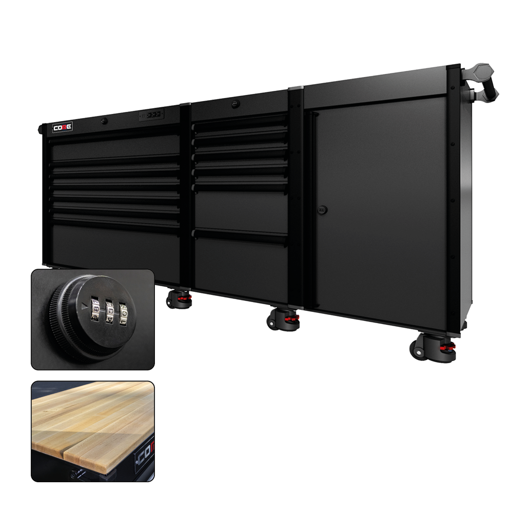 88 Series - 13 Drawers - Black Handles - Foot Casters