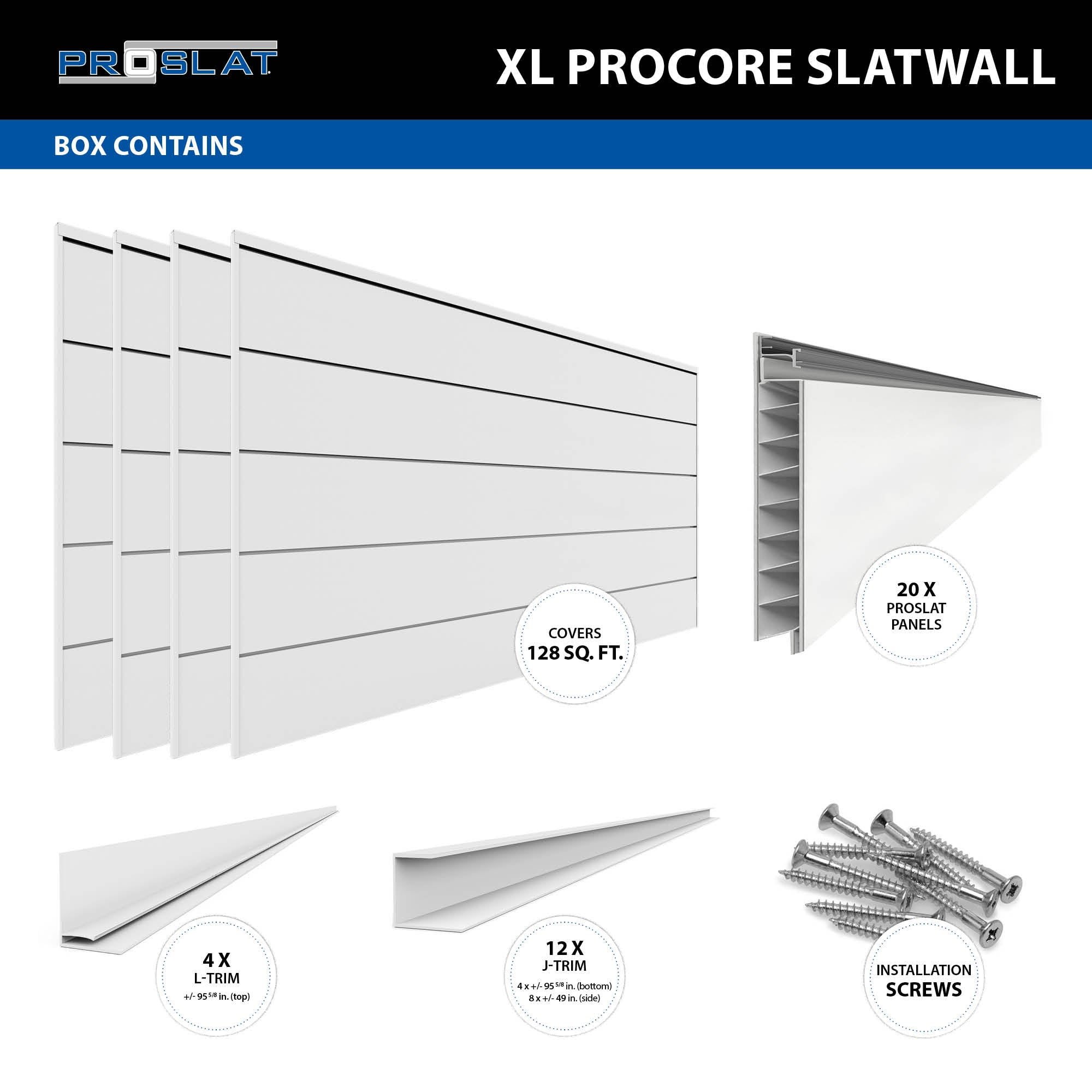 4 ft. x 8 ft. XL PROCORE Slatwall – 4 Pack 128 sq ft