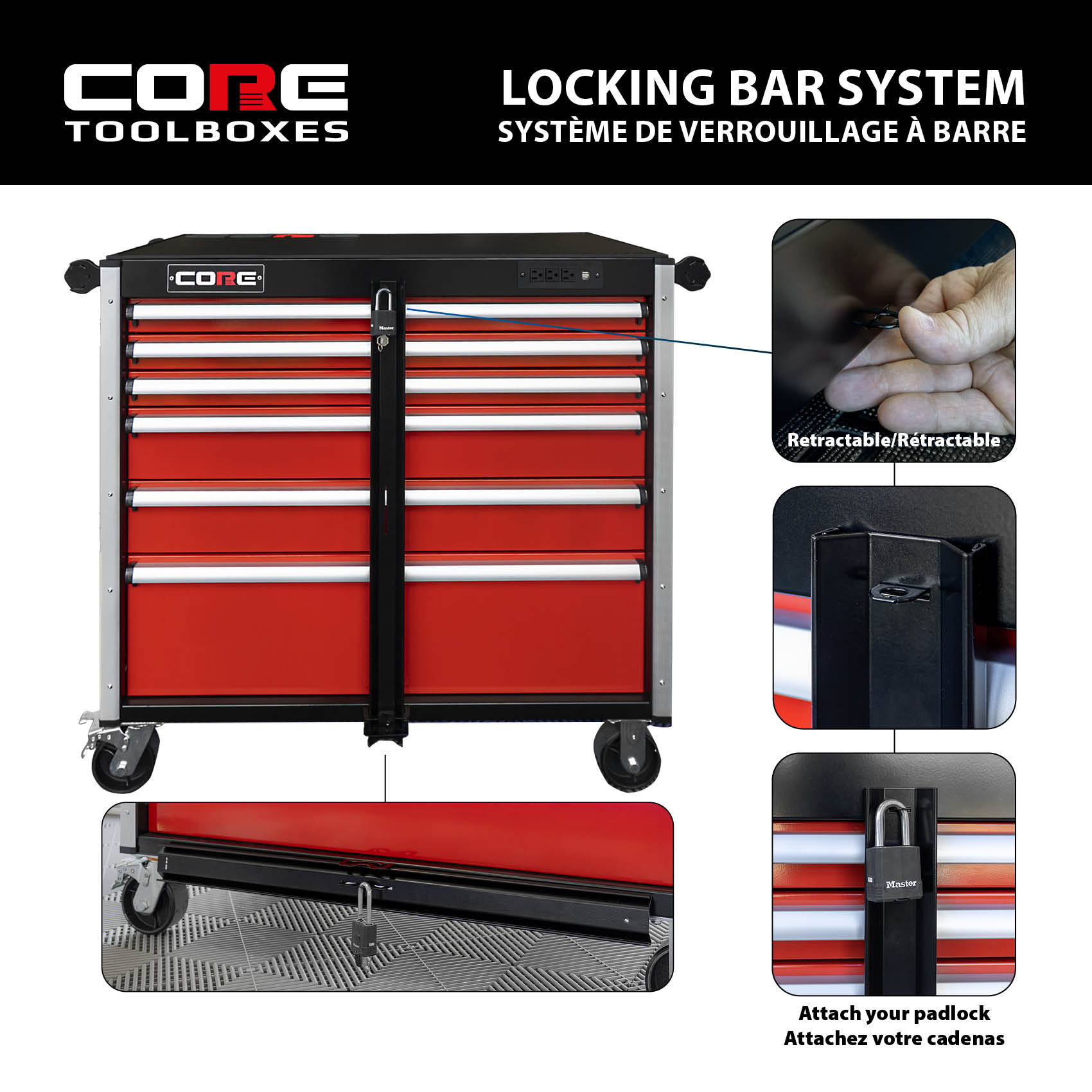 22 Series - 5 Drawers - Black Handles - Foot Casters
