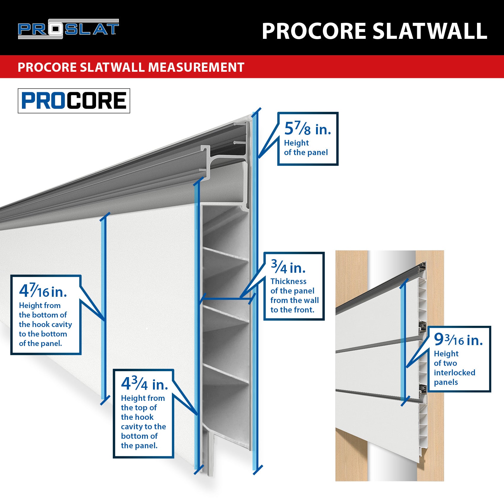 4 ft.  x 8 ft. PROCORE PVC Slatwall - 3 Pack 96 sq ft
