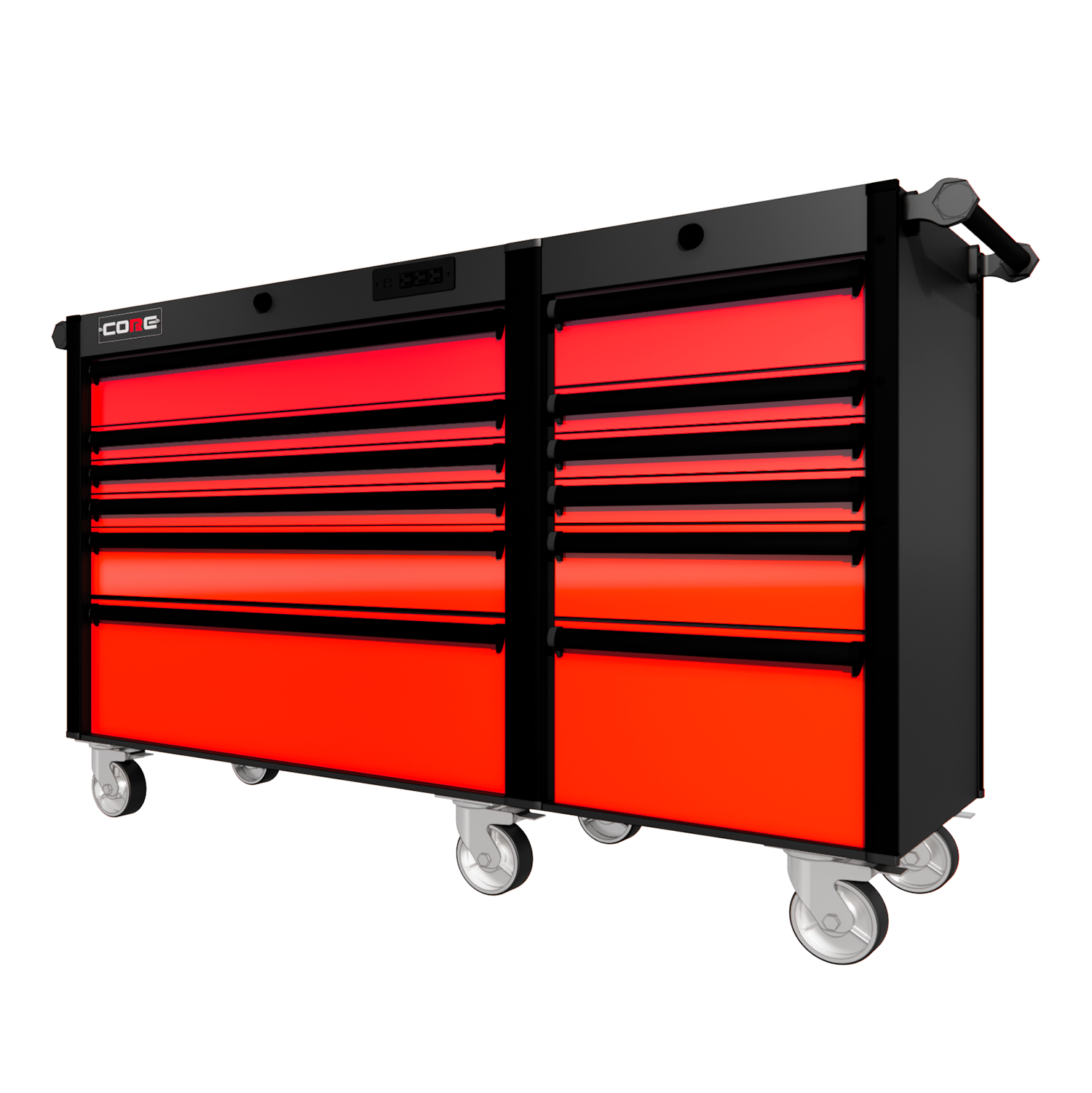 66 Series - 12 Drawers - Black Handles - Traditional Casters