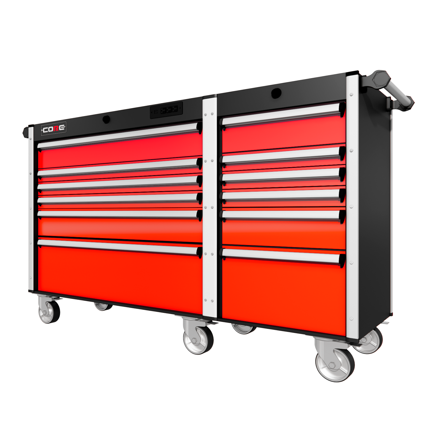 66 Series - 12 Drawers - Silver Handles - Traditional Casters