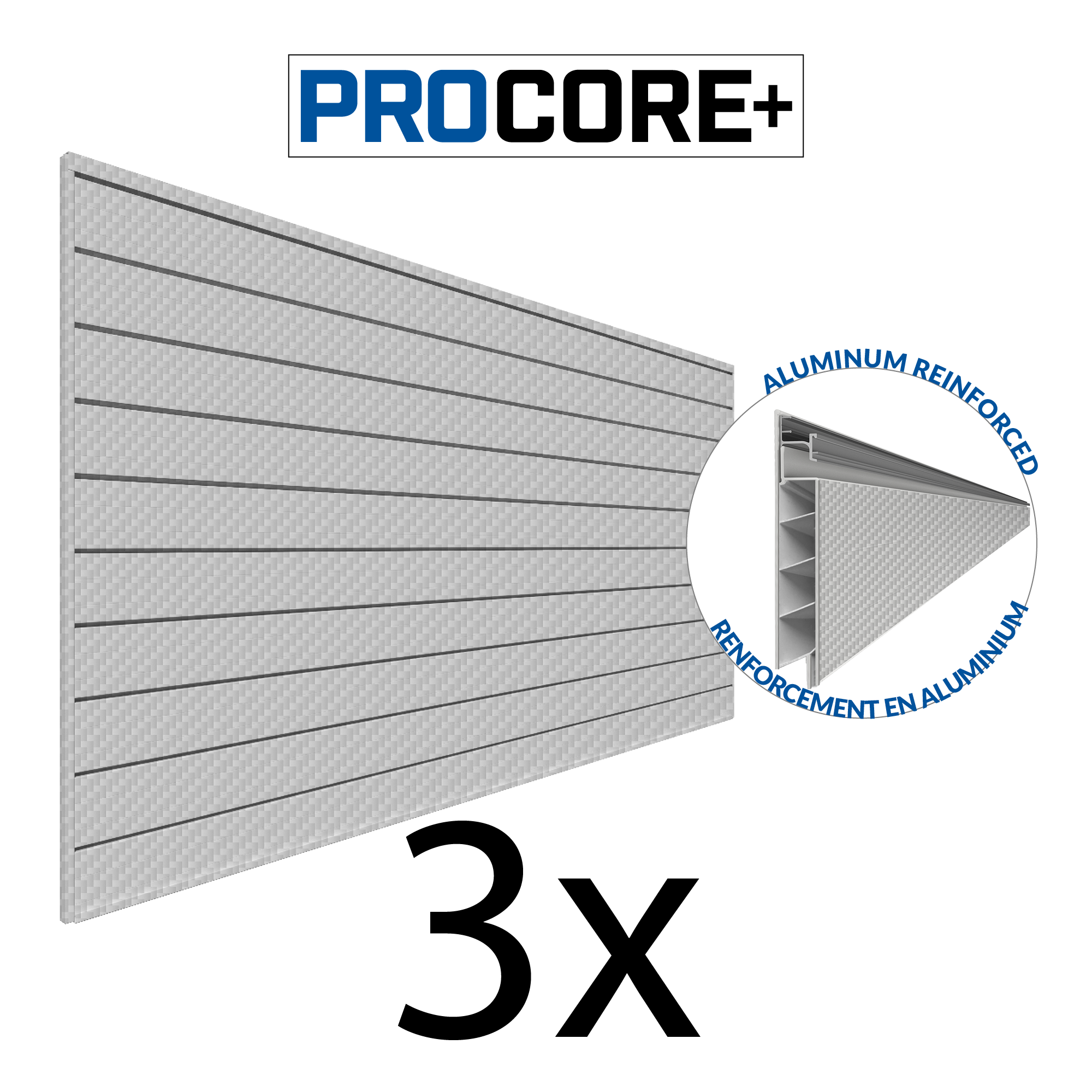 4 x 8 ft. PROCORE PLUS PVC Slatwall – 3 Pack 96 sq ft