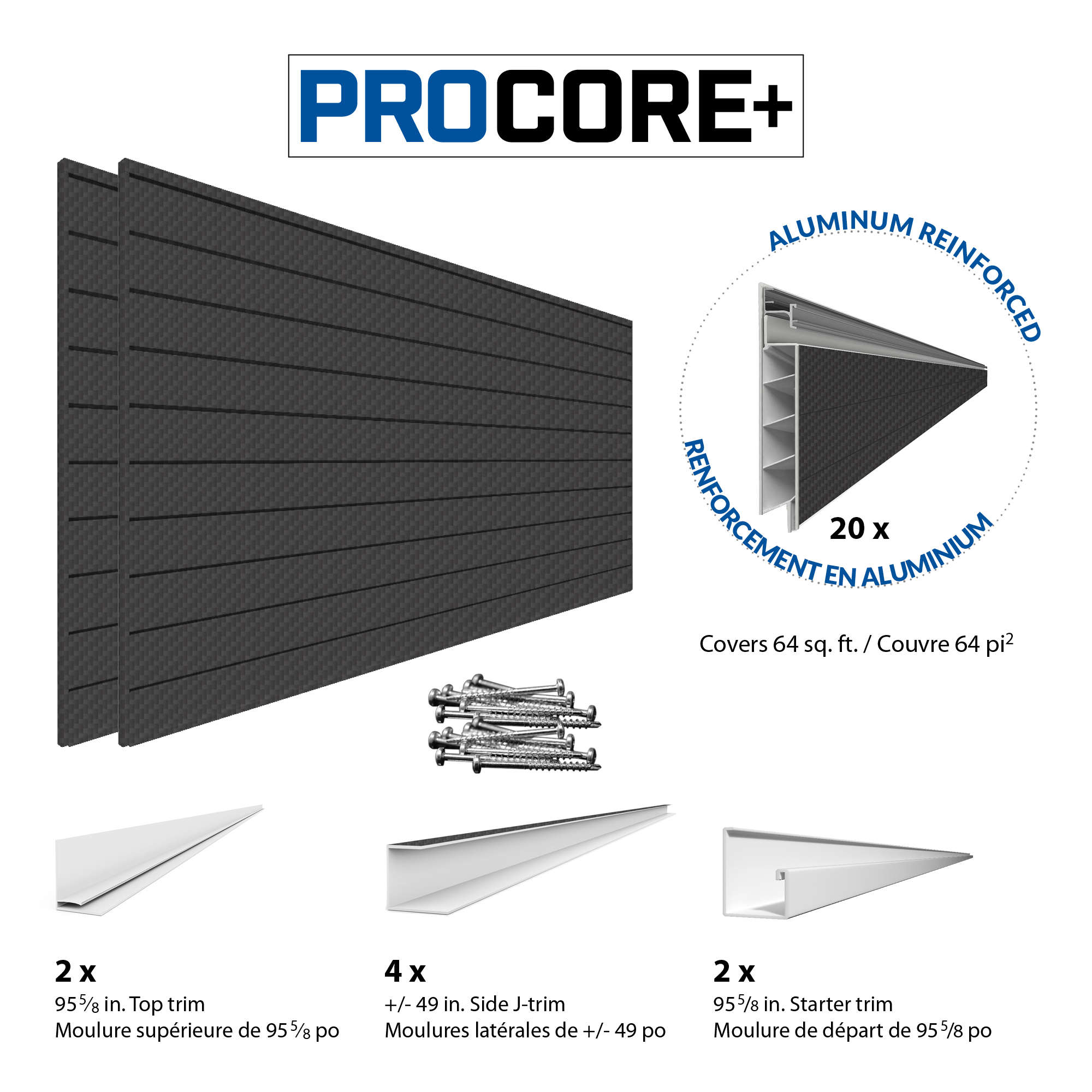 4 ft. x 8 ft. PROCORE PLUS PVC Slatwall – 2 Pack 64 sq ft