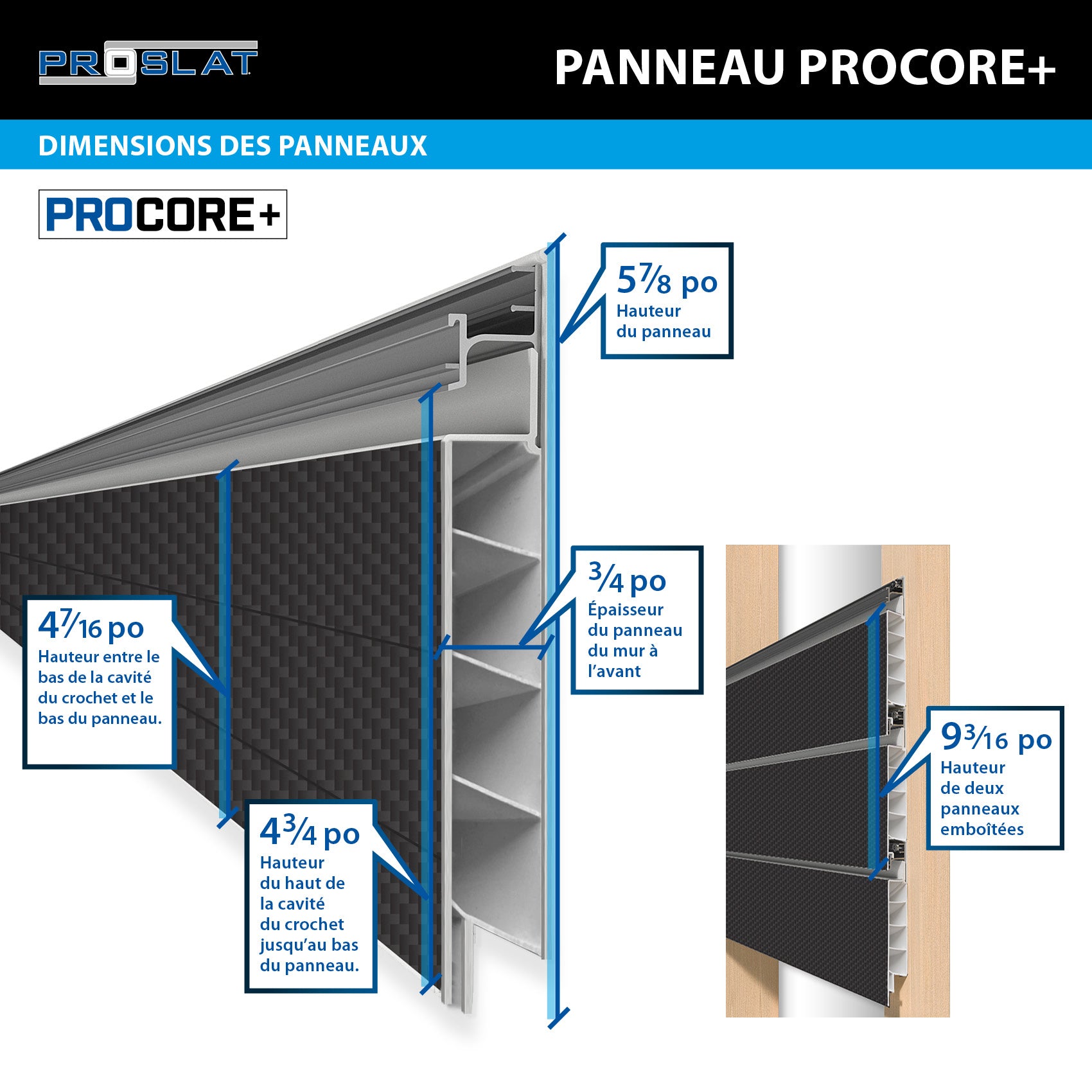 4 ft.  x 8 ft. PROCORE PLUS PVC Slatwall – 4 Pack 128 sq ft